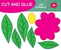 Flower cartoon. Activity for children. Paper game Ã¢â¬ÅCut and glueÃ¢â¬Â. Education